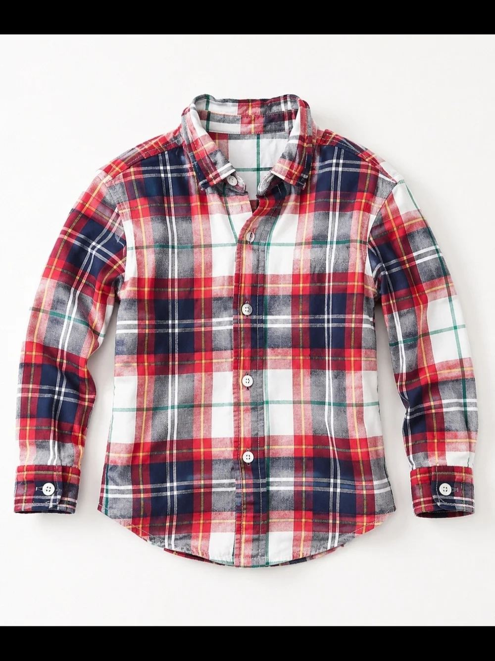 Old Navy Red & Navy Plaid Button-Up Shirt Size 6/7